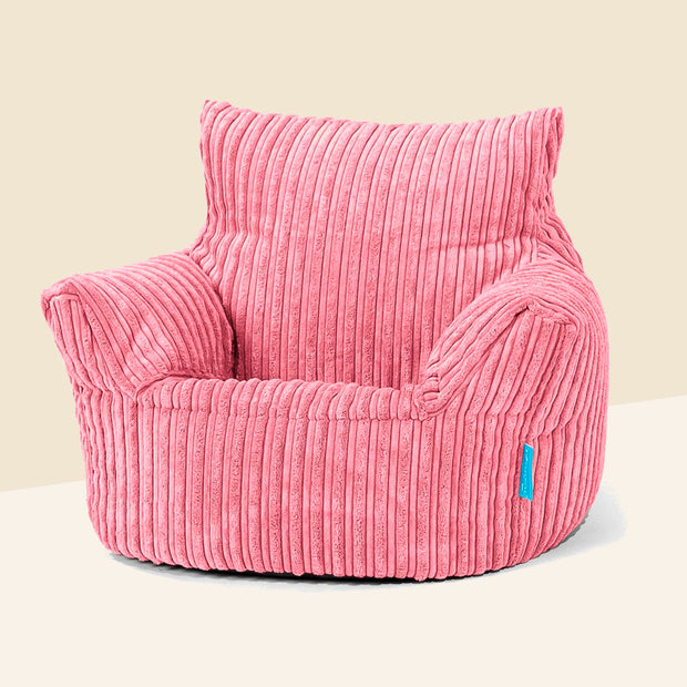 Lounge Pug corduroy toddlers armchair bean bag in coral pink