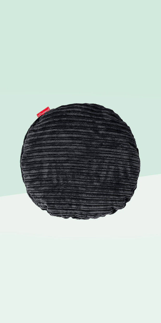 Round Scatter Cushion Cover 50cm Cord Black