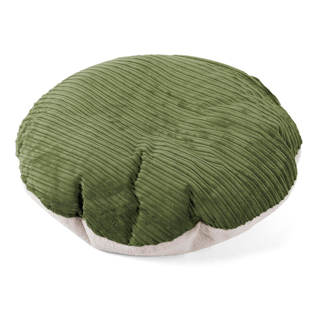 Flexforma Kids Round Floor Cushion Bean Bag 1-3 yr - Boucle & Cord Forest Green 01