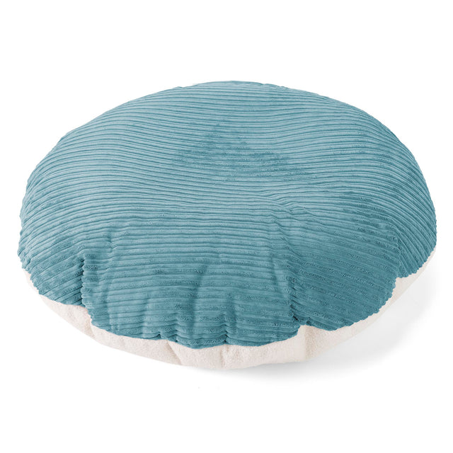 Flexforma Junior Children's Round Floor Cushion Bean Bag 2-14 yr - Boucle & Cord Aegean Blue 01