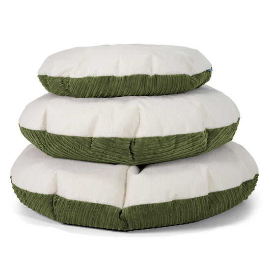 Flexforma Junior Children's Round Floor Cushion Bean Bag 2-14 yr - Boucle & Cord Forest Green 03