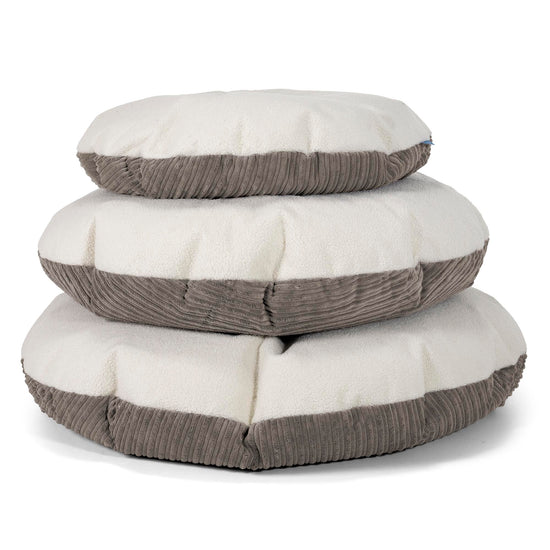 Flexforma Adult Round Floor Cushion Bean Bag - Boucle & Cord Graphite Grey 03