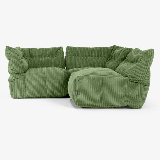 3 Piece Multi Modular Sofa Set - Cord Forest Green 02