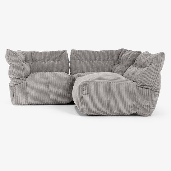 3 Piece Multi Modular Sofa Set - Cord Graphite Grey 02