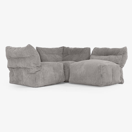 3 Piece Multi Modular Sofa Set - Cord Graphite Grey 01