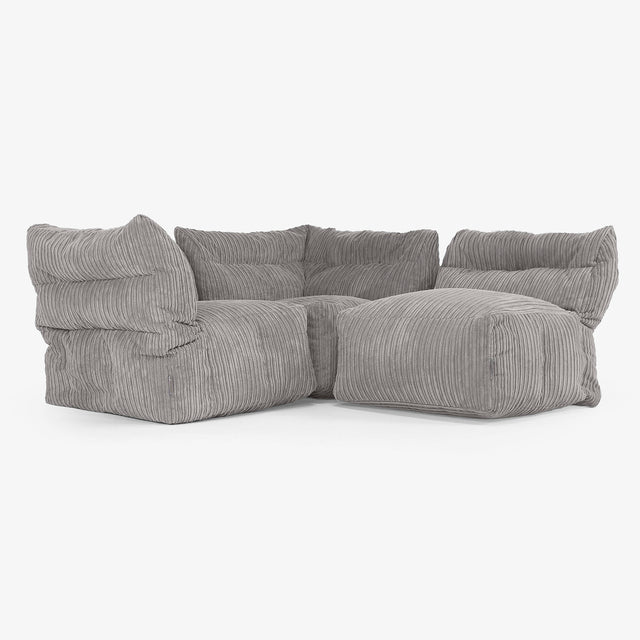 3 Piece Multi Modular Sofa Set - Cord Graphite Grey 01