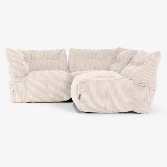 3 Piece Multi Modular Sofa Set - Cord Ivory 02