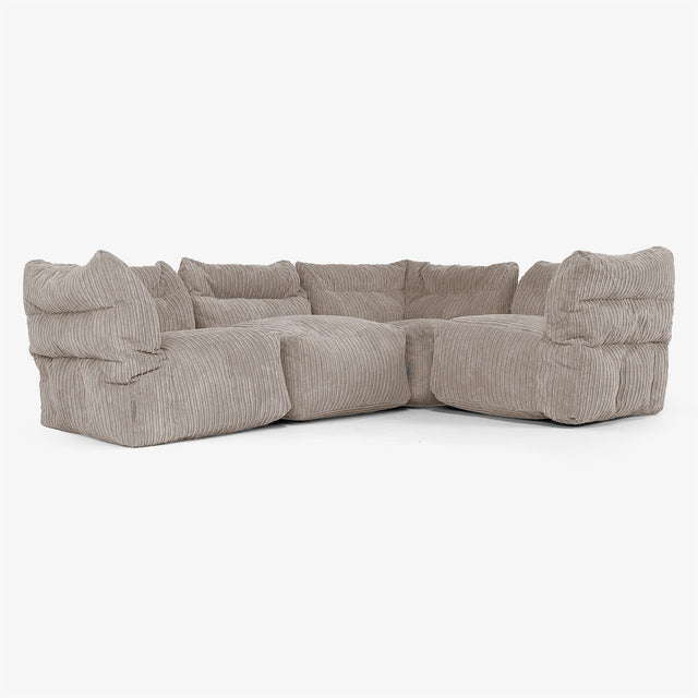 4 Piece Corner Modular Sofa Set - Cord Dovetail Grey 01