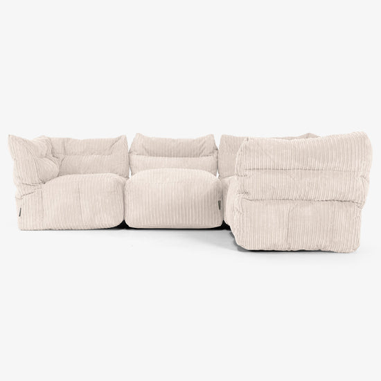 4 Piece Corner Modular Sofa Set - Cord Ivory 02