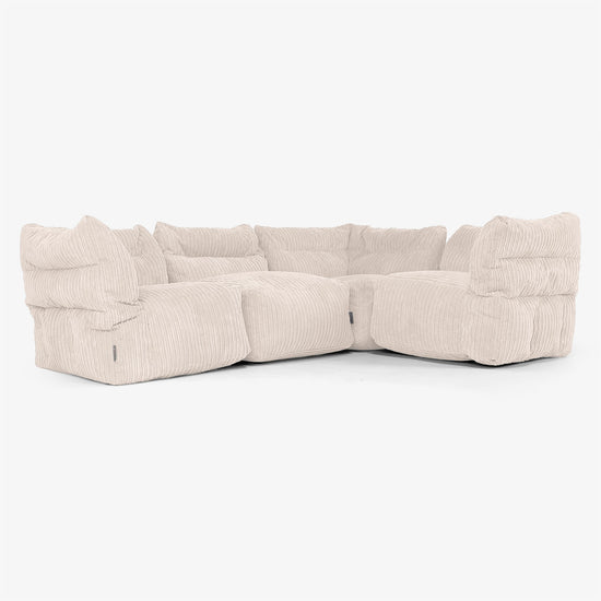 4 Piece Corner Modular Sofa Set - Cord Ivory 01