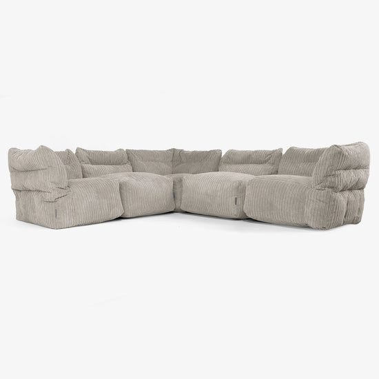 5 Piece Corner Modular Sofa Set - Cord Mink 01