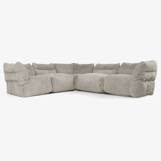 5 Piece Corner Modular Sofa Set - Cord Mink 01