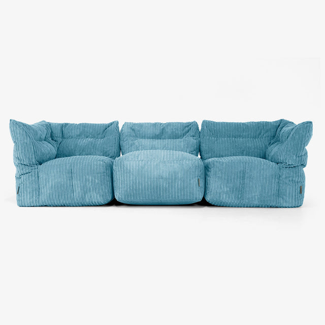 3 Piece Multi Modular Sofa Set - Cord Aegean Blue 04
