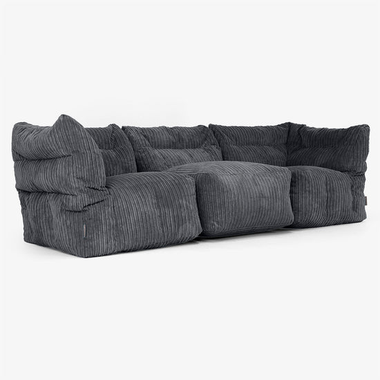 3 Piece Multi Modular Sofa Set - Cord Black 03