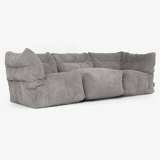 3 Piece Multi Modular Sofa Set - Cord Graphite Grey 03