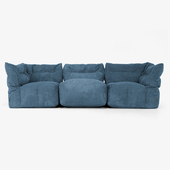 3 Piece Multi Modular Sofa Set - Cord Navy Blue 04