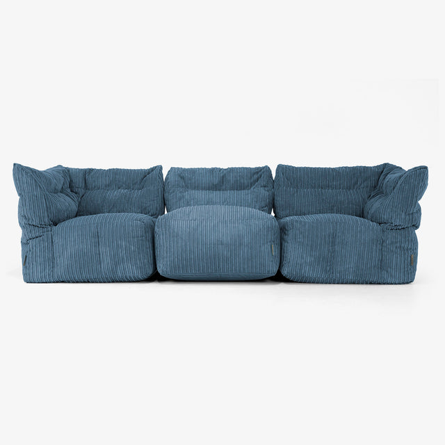 3 Piece Multi Modular Sofa Set - Cord Navy Blue 04