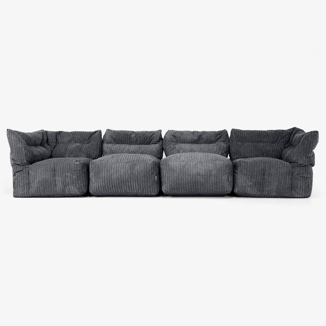 4 Piece Multi Modular Sofa Set - Cord Black 01