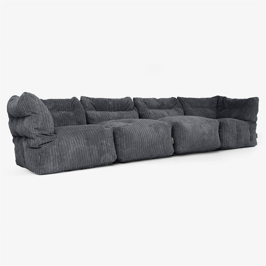4 Piece Multi Modular Sofa Set - Cord Black 02