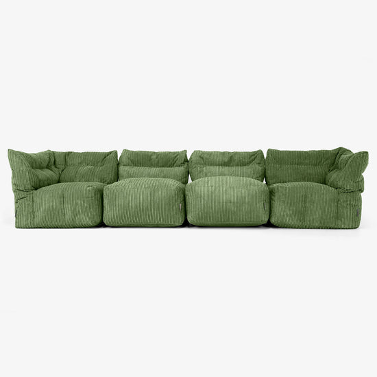 4 Piece Multi Modular Sofa Set - Cord Forest Green 01