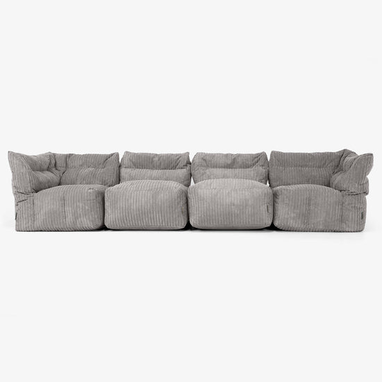 4 Piece Multi Modular Sofa Set - Cord Graphite Grey 01