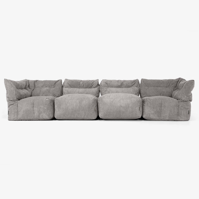 4 Piece Multi Modular Sofa Set - Cord Graphite Grey 01