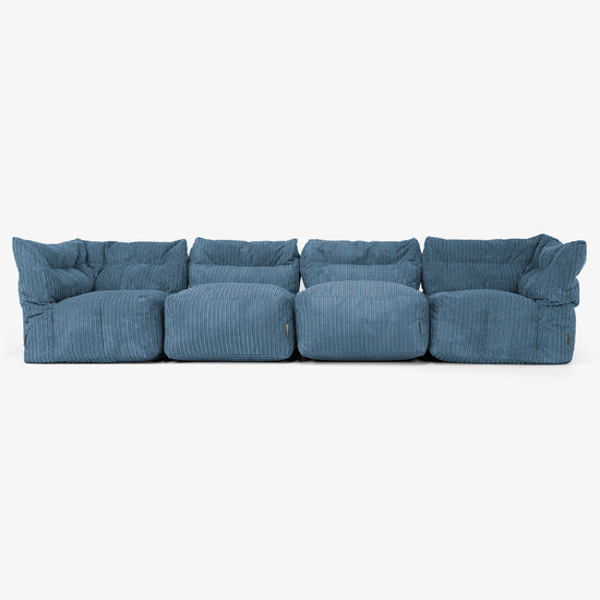 4 Piece Multi Modular Sofa Set - Cord Navy Blue 01