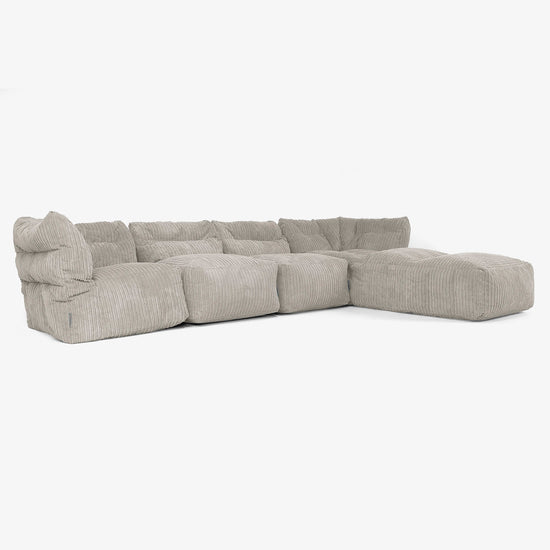 4 Piece Multi Chaise Modular Sofa Set - Cord Mink 02