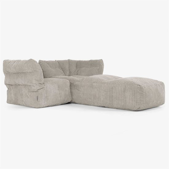 2 Piece Chaise Modular Sofa Set - Cord Mink 02