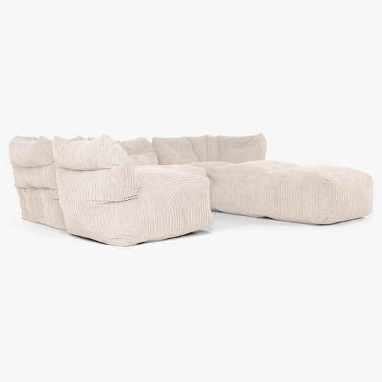 4 Piece Multi Chaise Modular Sofa Set - Cord Ivory 04