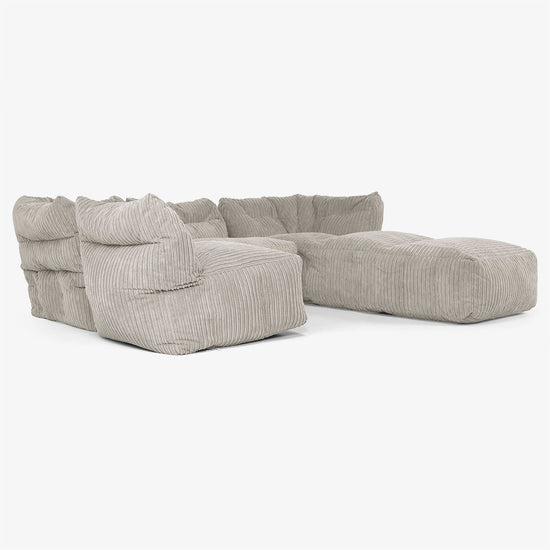 4 Piece Multi Chaise Modular Sofa Set - Cord Mink 04