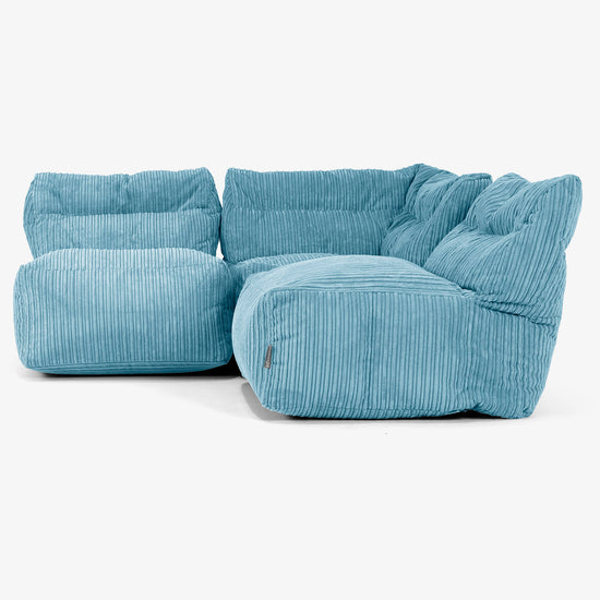 3 Piece Multi Open Modular Sofa Set - Cord Aegean Blue 02