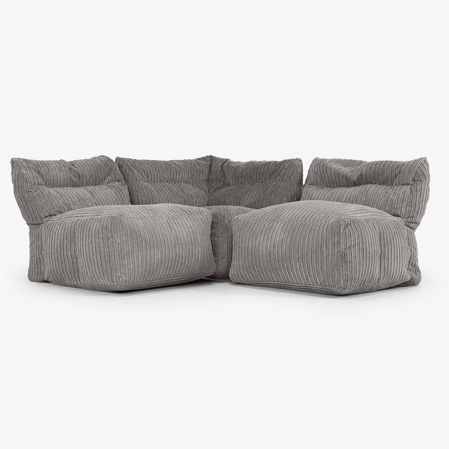 3 Piece Multi Open Modular Sofa Set - Cord Graphite Grey 01