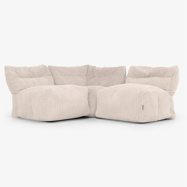 3 Piece Multi Open Modular Sofa Set - Cord Ivory 01