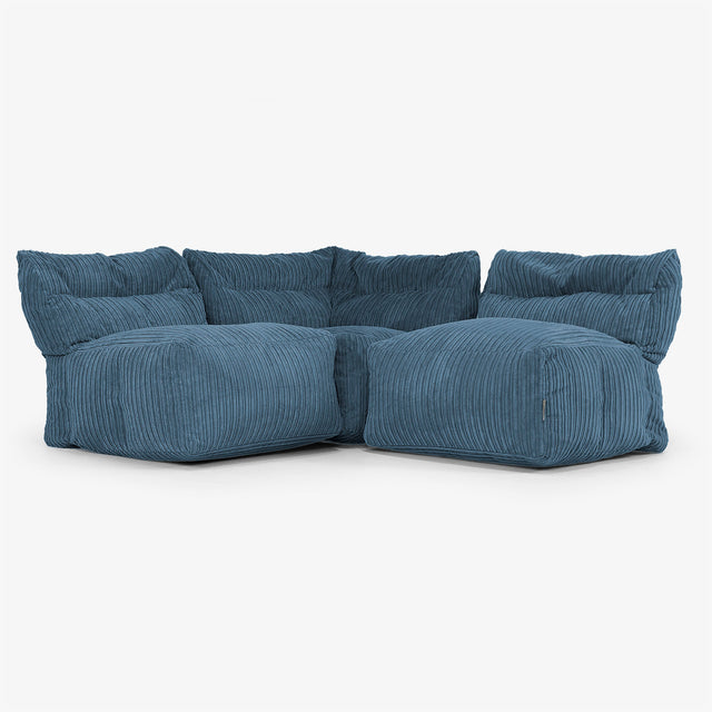 3 Piece Multi Open Modular Sofa Set - Cord Navy Blue 01