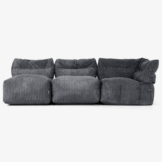 3 Piece Multi Open Modular Sofa Set - Cord Black 04