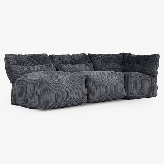 3 Piece Multi Open Modular Sofa Set - Cord Black 03