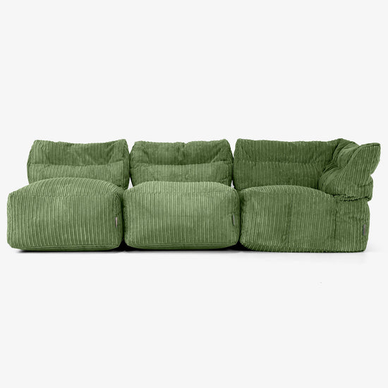 3 Piece Multi Open Modular Sofa Set - Cord Forest Green 04