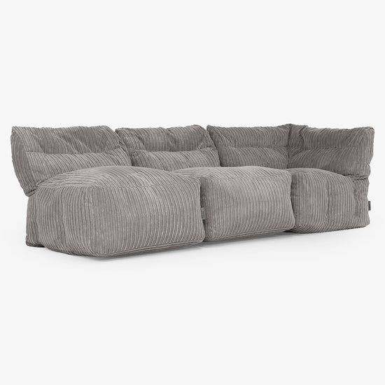 3 Piece Multi Open Modular Sofa Set - Cord Graphite Grey 03