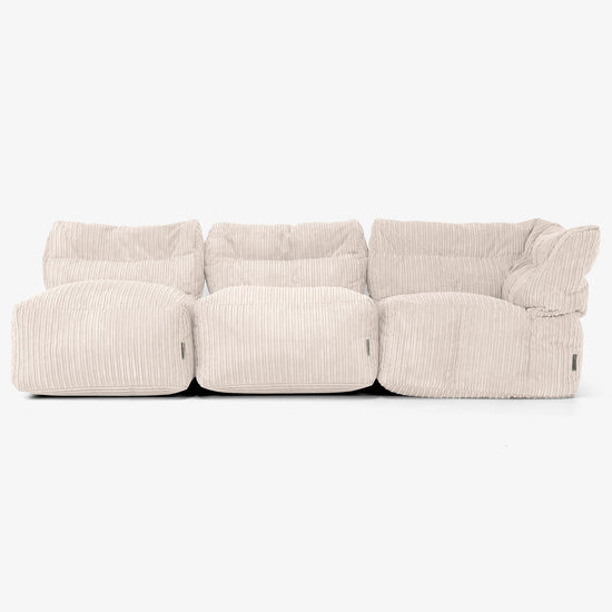 3 Piece Multi Open Modular Sofa Set - Cord Ivory 04