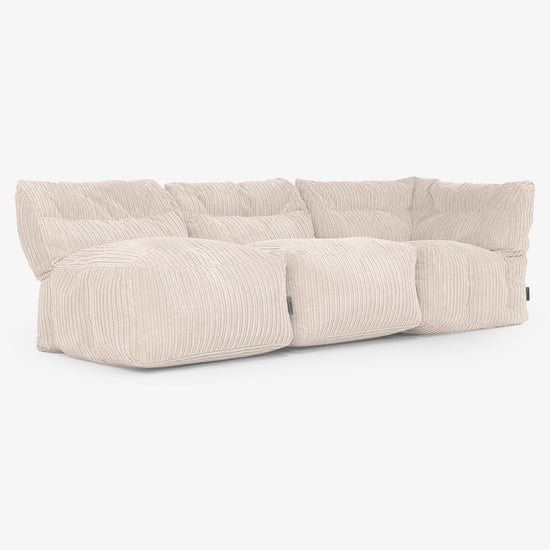 3 Piece Multi Open Modular Sofa Set - Cord Ivory 03