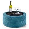 Ottoman Pouf with a Serving Tray - Cord Aegean Blue