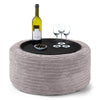 Ottoman Pouf with a Serving Tray - Cord Silver Grey