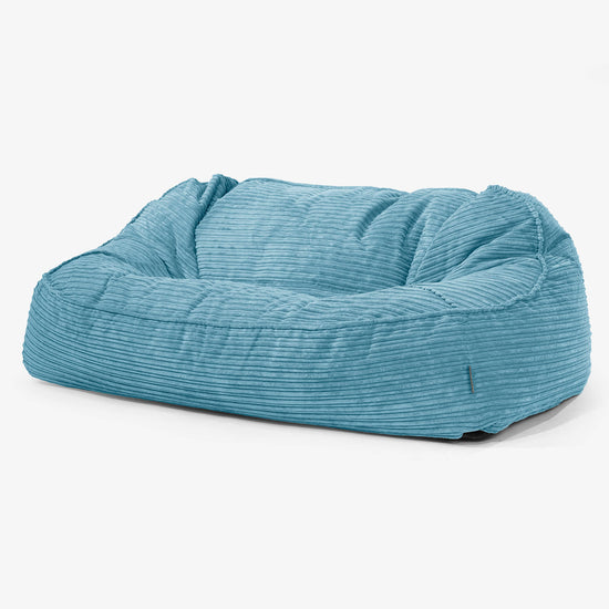 Sloucher Oversized Bean Bag Sofa - Cord Aegean Blue 01