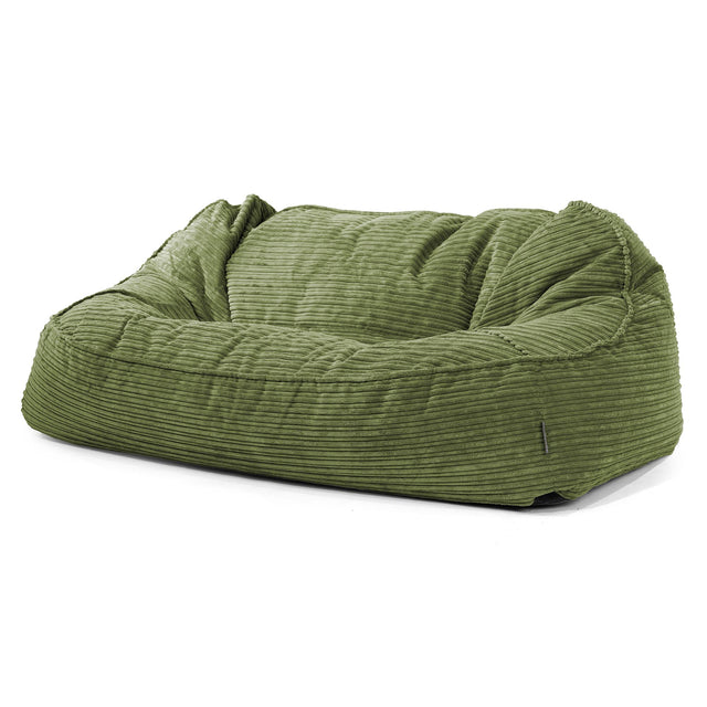 Sloucher Oversized Bean Bag Sofa - Cord Forest Green 01