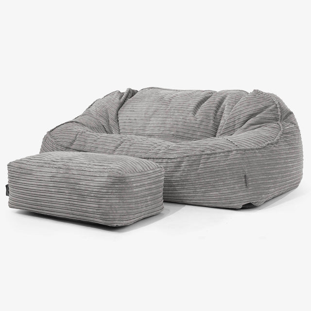 Sloucher Oversized Bean Bag Sofa - Cord Graphite Grey 02