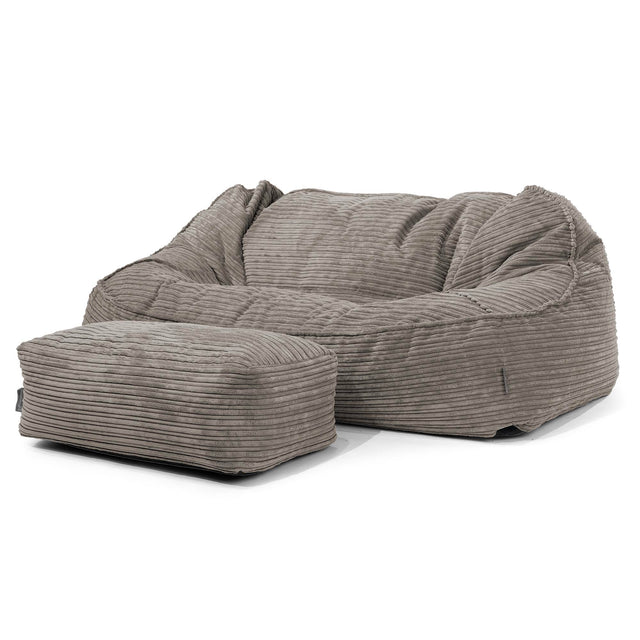 Sloucher Oversized Bean Bag Sofa - Cord Graphite Grey 02