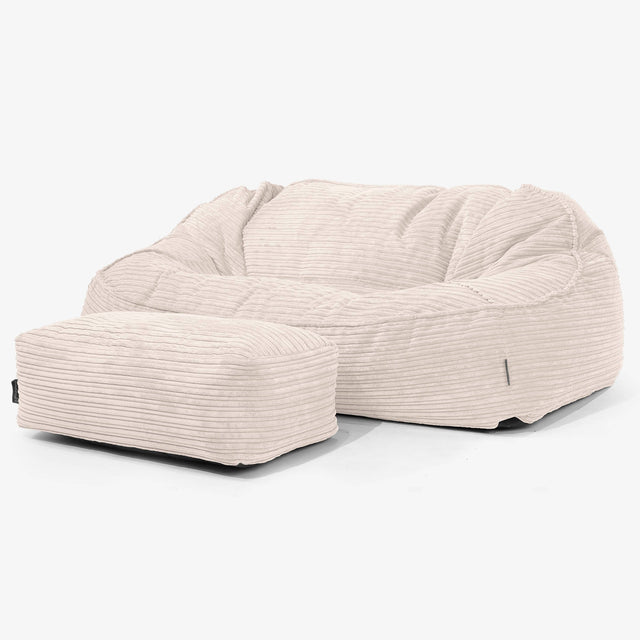 Sloucher Oversized Bean Bag Sofa - Cord Ivory 02