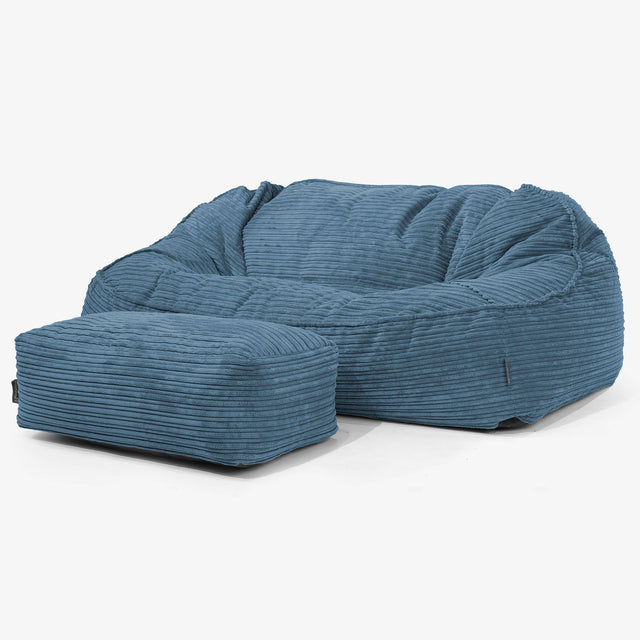 Sloucher Oversized Bean Bag Sofa - Cord Navy Blue 02