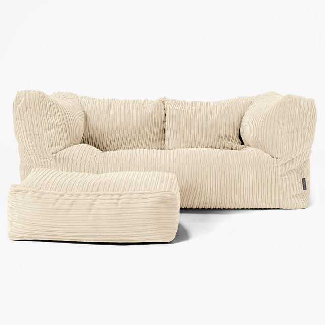 The 2 Seater Albert Sofa Bean Bag - Cord Cream